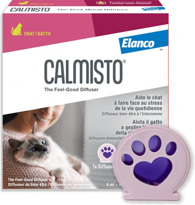 Diffusore Elanco Calmisto 6 ml per gatti, antistress con interomone e lavanda, copertura fino a 60 m² Diffusore Elanco Calmisto 6 ml per gatti, antistress con interomone e lavanda, copertura fino a 60 m²
